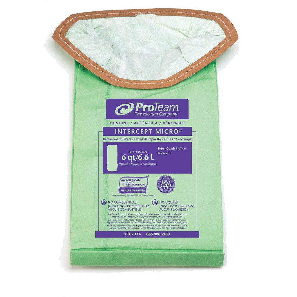 Backpack Vacuum Bags 6 QT Pro team Replaces Proteam 100431 